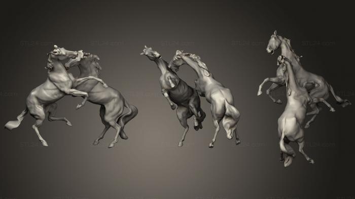Статуэтки животных (Мустанги, STKJ_1205) 3D модель для ЧПУ станка